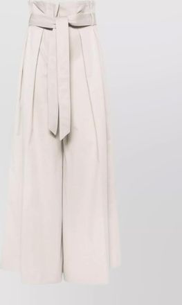 Moschino cotton twill high-rise pleated wide-leg trousers