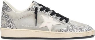 Golden Goose BALL-STAR SUEDE SNEAKERS WITH GLITTER INSERTS - Golden Goose Deluxe Brand - Woman