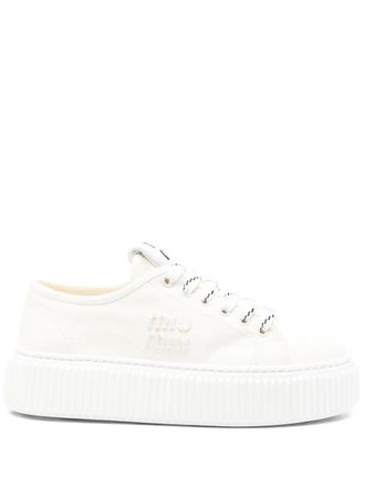 Miu Miu Sneakers con applicazione logo - Bianco