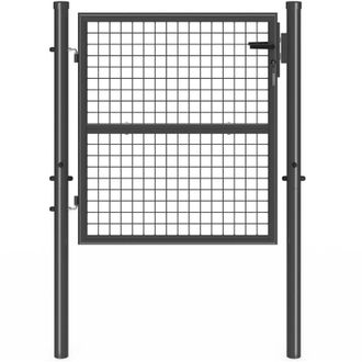 IDMarket Cancello da giardino in acciaio 105 x 100 cm con serratura e maniglia grigio antracite