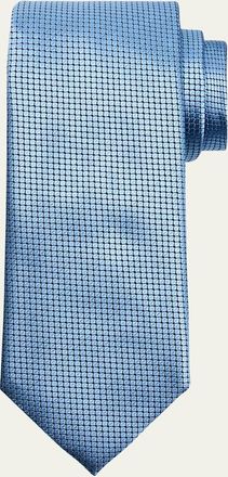 Ermenegildo Zegna Mens Micro-Geometric Jacquard Silk Tie