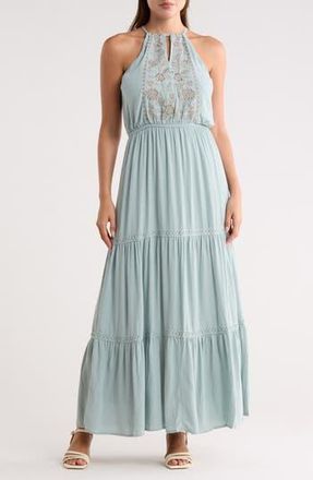 Lovestitch Tiered Halter Dress in Seafoam/Taupe at Nordstrom Rack, Size Medium