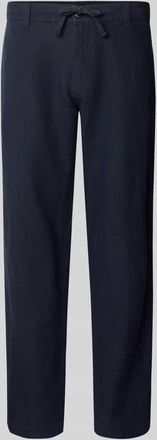 Selected Regular Fit Leinenhose mit Bügelfalten Modell LEROY in Dunkelblau, Größe XL