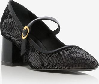 Stuart Weitzman Pailletten-Pumps mit Blockabsatz Stuart Mary Jane 60