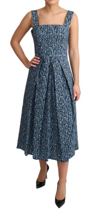 Dolce & Gabbana Blue Heart Cotton A-Line Stretch Womens Dress