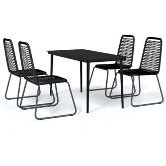 vidaXL Juego De Comedor Para Jard&iacute;n 5 Piezas Negro Vidaxl