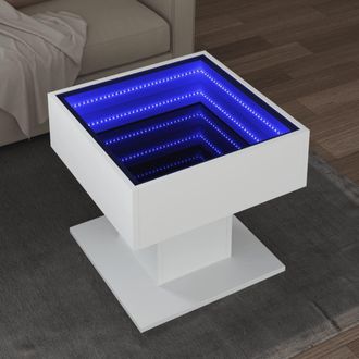 Berkfield Home Coffee Table with LED White 50x50x45 cm Engineered Wood | Size: 50 x 50 x 45 cm