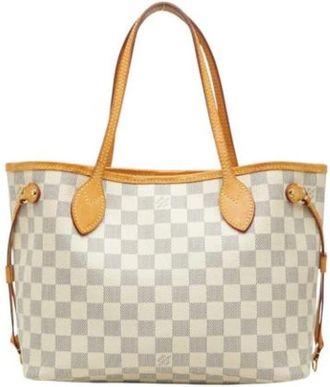 Louis Vuitton Pre-owned Damier Azur Tote Bag - Dames - Vintage Shopper - Wit - ONE Size - Leer - Vintage