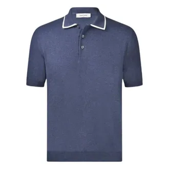 Gran Sasso Polo Shirts, male, Blue, Size: 3XL Contrast Trim Short-Sleeve Polo Shirt