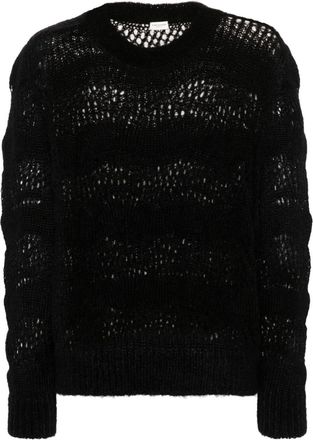Saint Laurent crew-neck open-knit jumper - men - Polyamide/Wool/Mohair/Spandex/Elastane - S - Black