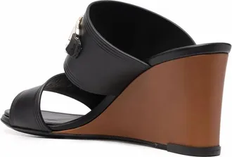 Ferragamo Horsebit-Detail Wedge Sandal - Black