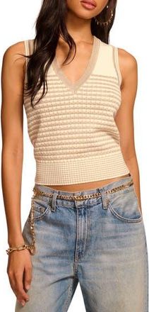 Ramy Brook Elle Metallic Stripe Sweater Vest in Sandstone Ivy Textured Stripe at Nordstrom Rack, Size X-Large