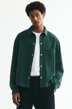 H&M Relaxed-fit Corduroy Shirt in Dark Green at Nordstrom, Size Xx-Large