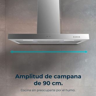 Cecotec Cecotec - Campana Extractora 90 Cm Bolero Flux Tm 906500 Inox A. Motor 165w, Decorativa Con Acabado Inox, Succi&oacute;n 650m3/h, Control Mec&aacute;nico, 3 Niveles