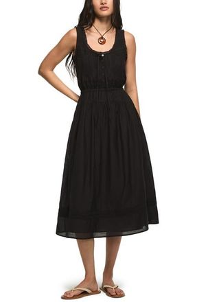 Lucky Brand Lace Inset Sleeveless Midi Dress in Caviar at Nordstrom, Size X-Small
