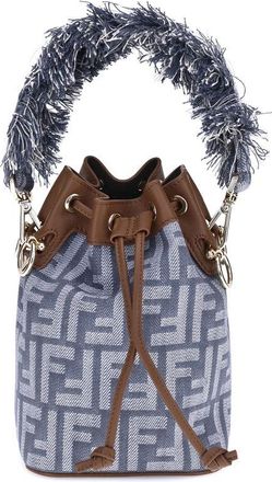 Fendi Light Blue Cotton Shoulder Womens Bag