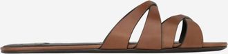 Saint Laurent Womens Leather Sandals Chandelle Brown