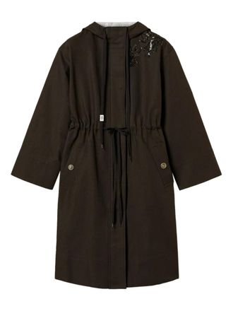 Twin-Set hooded parka coat - women - Cotton/Polyester - 42 - Black