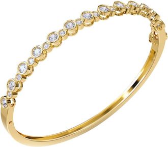 Diamond2Deal 18k Vermeil Plated Silver 1.8 ct Round Lab Grown Diamond Bangle Bracelet 7 VVS-VS, E-F