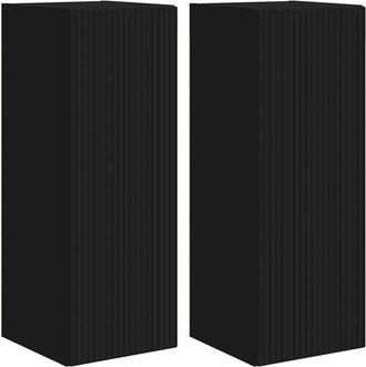 vidaXL Mueble De Tv Montado En La Pared 2 Pcs Negro 30 X 31 X 80 Cm Vidaxl