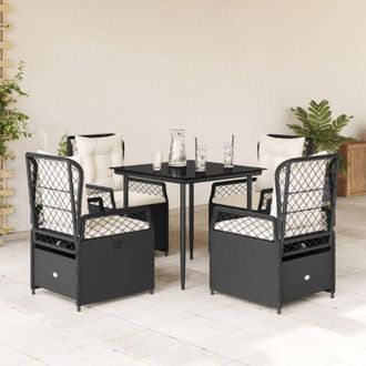 vidaXL Set De Muebles Jard&iacute;n 5 Pzas Con Cojines Rat&aacute;n Sint&eacute;tico Negro Vidaxl
