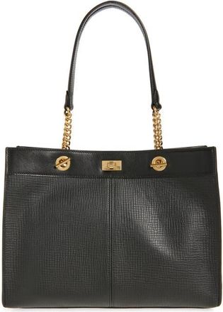 Anya Hindmarch Small Mortimer Eyelet Chain Crosshatch Leather Tote in Black at Nordstrom