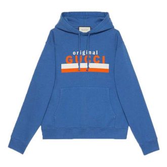 Gucci Original Printing Logo hooded Long Sleeves Blue 626989-XJCOR-4370
