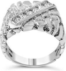 House of Brilliance Silver 1/3 Diamond 6 Stone Rectangle Nugget Gents Ring at Nordstrom, Size 10