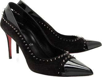 Christian Louboutin Womens Leather Duvette Spikes Pump (Authentic Pre-Loved)