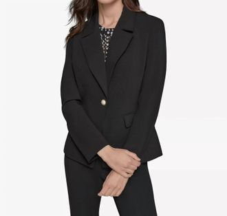 Karl Lagerfeld Notched-Lapel Single-Button Blazer In Black