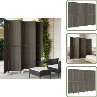 vidaXL Divisore per esterno - vidaXL Divisorio per Ambienti a 6 Pannelli Grigio in Polyrattan - Divisore per camera da letto