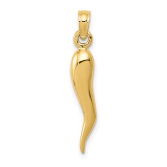 Diamond2Deal 14k Gold Medium 3-D Italian Horn Pendant