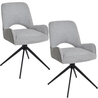 Pondecor Interiorismo Set de 2 sillas de comedor giratorias tejido gris 63x51x85cm