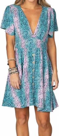 BuddyLove Alba Ruffled Sleeve Mini Dress In Snake Print