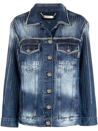 Philipp Plein Giacca denim con decorazione - Blu