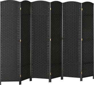 HOMCOM Homcom - Biombo De 6 Paneles Separador De Ambientes Plegable 240x170 Cm Biombo Separador De Ambientes Para Sal&oacute;n Dormitorio Oficina Marr&oacute;n