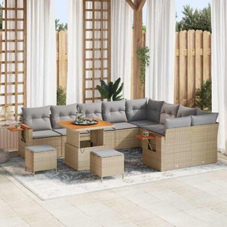 vidaXL Conjunto De Sof&aacute; De Jard&iacute;n Con Coj&iacute;n 12 Pcs Beige Y Gris Claro Vidaxl