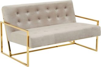 Premier Housewares Interiors by Premier 2 Seat MInk Velvet Sofa, Button Tufting Sofa, Foam Padded Velvet Upholstery Sofa, Metal Frame Lounge Sofa