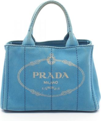 Prada Blue Canvas Handbag Tote Bag (Pre-Owned)