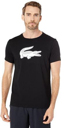 Lacoste Ultra Dry XXL Logo Sport T-Shirt Mens Clothing Black/White : 6 (XL), Polyester/Cotton