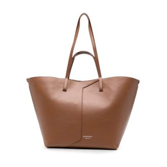 Emporio Armani Tassen, Dames, Bruin, ONE Size, Leer, Leren Tote Bag