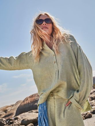 Fat Face FatFace Julia Green Regular Linen Popover