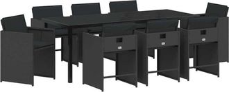 vidaXL Garden Dining Set 9 pcs Black Poly Rattan vidaXL