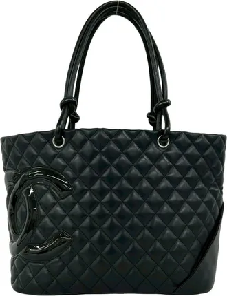 Chanel Black Leather Handbag Tote Bag (Pre-Owned)