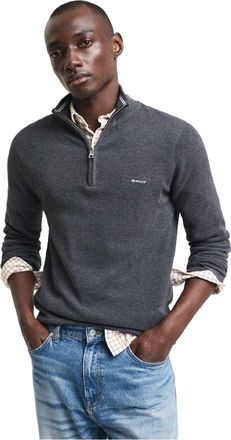 GANT Heren Piqu&eacute; Half Zip Sweatshirt (Grijs)