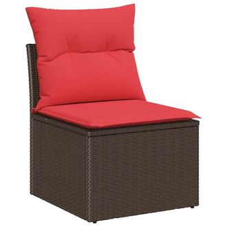 vidaXL Juego De Sof&aacute; Con Coj&iacute;n 5 Pcs Marr&oacute;n Rat&aacute;n Sint&eacute;tico Vidaxl