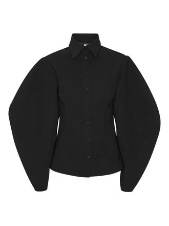 Rotate balloon-sleeve shirt - women - Polyester/Viscose/Recycled Polyester - 32 - Black
