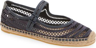 Tory Burch Open Weave Mary Jane Espadrille Flat in Bluestone at Nordstrom, Size 9.5