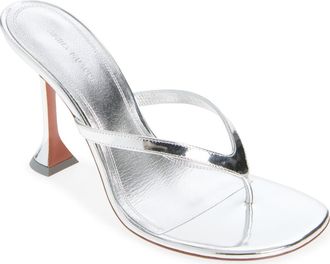 Amina Muaddi Juliette Sandal in Silver Mirror at Nordstrom, Size 6.5Us