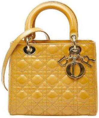 Dior Pre-owned Handbags, female, Yellow, Size: ONE SIZE Pre-owned Leather Handbag